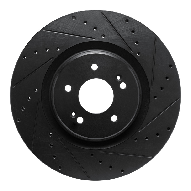 Hyundai Sonata Brake Rotor (1) - Front Right - R1 Concepts - Drilled & Slotted - Black - `21-`26